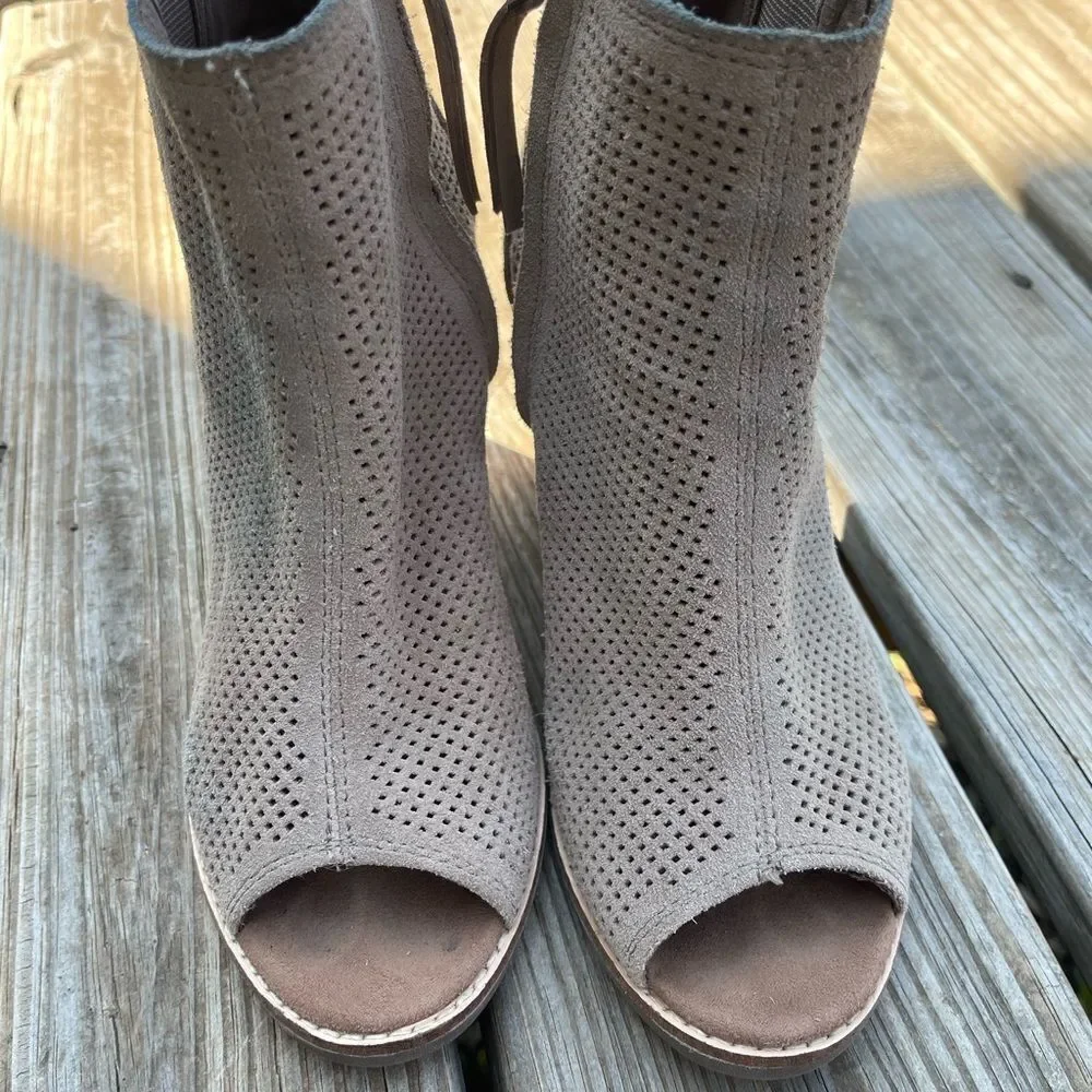 Toms suede open toe booties